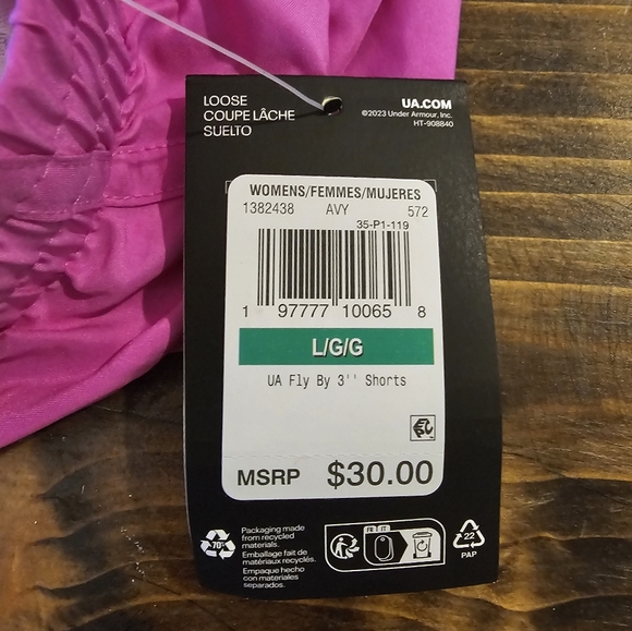 NWT UnderArmour Women's, Size Large Pink Athletic Shorts Lightweight Performance - Picture 3 of 4